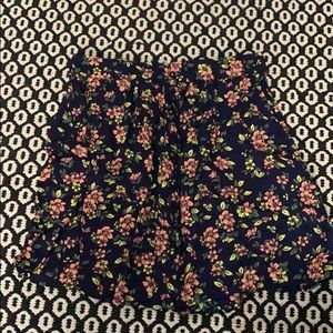 Floral Print Skirt with Elastic Waist
